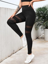 Wide Band Waist Contrast Mesh Sports Leggings Ins Street